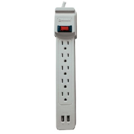 Imagen de SUPRESOR DE PICOS SS-550-USB, 550 JOULES, 5 CONTACTOS , 2 USB 2.1A
