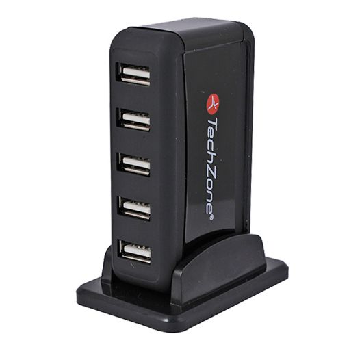 Imagen de HUB USB 2.0, 7 PUERTO PARA CARGA Y TRANSFERENCIA DE DATOS, COLOR NEGRO