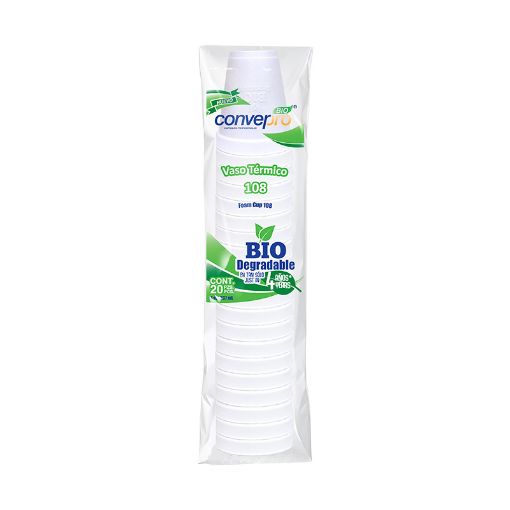 Imagen de VASO TERMICO BIODEGRADABLE 8oz CON 20 PZAS CONVERPRO BIO