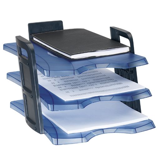 Imagen de CHAROLA CARTA 3 NIVELES AZUL CLEAR OFFICE