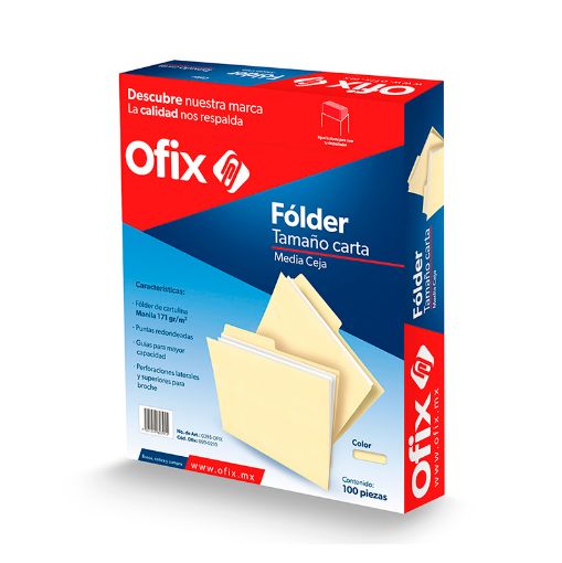 Imagen de FOLDER CARTA CREMA OFIX CON 100PZAS