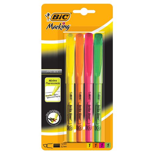 Imagen de MARCATEXTOS POCKET SURTIDOS BRITELINER BIC CON 4 PIEZAS