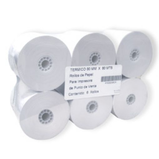 Imagen de ROLLO PAPEL TERMICO 80MM X 80MTS CON 6