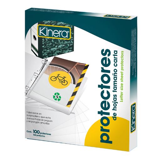 Imagen de PROTECTOR DE HOJAS CARTA KINERA CAJA CON 100PZAS