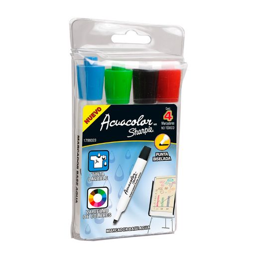 Imagen de MARCADOR BASE AGUA CON 4PZAS ACUACOLOR