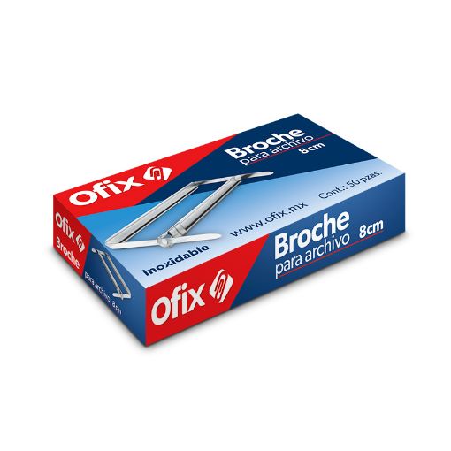 Imagen de BROCHE PARA ARCHIVO OFIX 8CM CJA CON 50