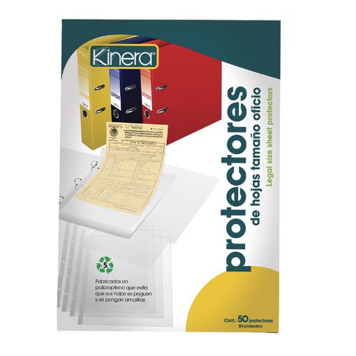 Imagen de PROTECTOR DE HOJAS OFICIO KINERA CON 50PZAS
