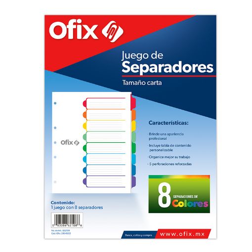 Imagen de SEPARADOR OFIX 8DIV COLORES