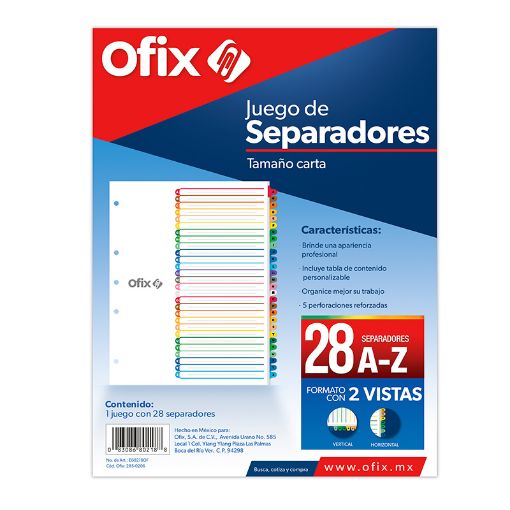 Imagen de SEPARADOR OFIX ALFABETICO A-Z