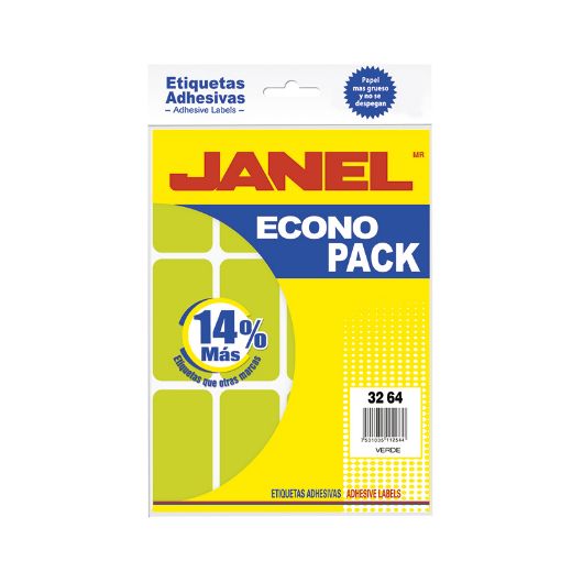 Imagen de ETIQUETA FLUORESCENTE ECO PACK VERDE No.24 32X64 C/96