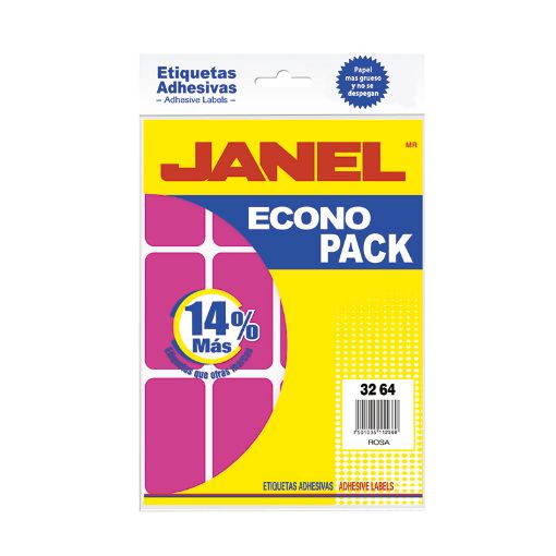 Imagen de ETIQUETA FLUORESCENTE ECO PACK ROSA No.24 32X64 C/96