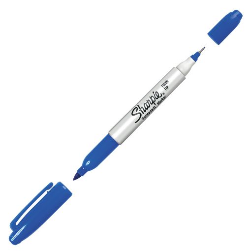 Imagen de MARCADOR PERMANENTE DOBLE PUNTA AZUL SHARPIE
