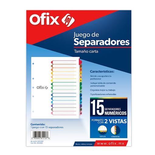 Imagen de SEPARADOR OFIX 15DIV NUMERICO