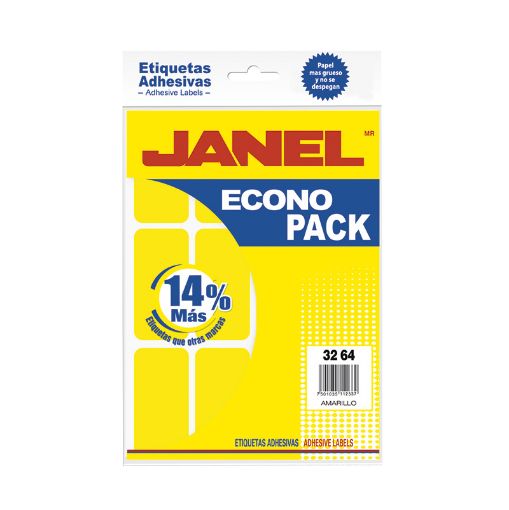 Imagen de ETIQUETA FLUORESCENTE ECO PACK AMARILLO No.24 32X64 C/96