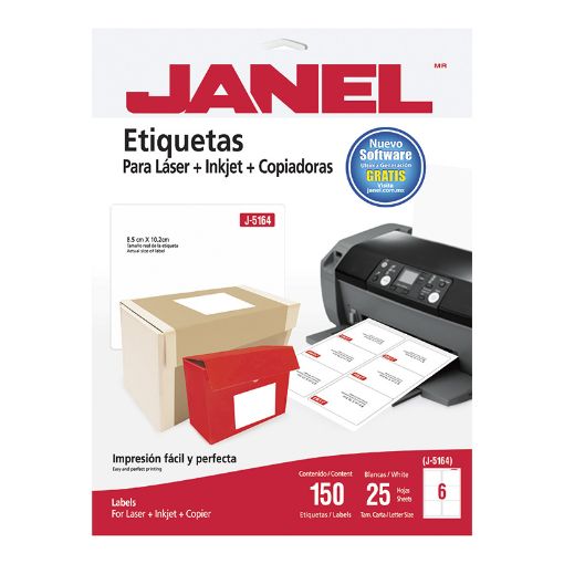 Imagen de ETIQUETA LASER 108 BLANCA 3 1/3X4 PTE CON 25 HJS J-5164