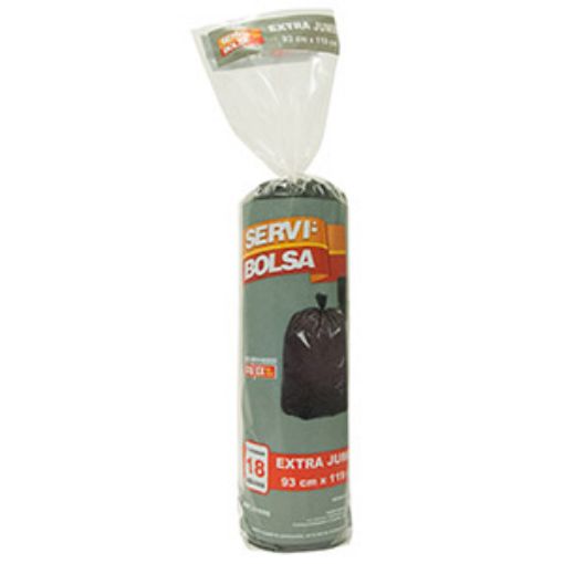 Imagen de BOLSA PARA BASURA EXTRAJUMBO NEGRO 93X119CM CON 18PZAS