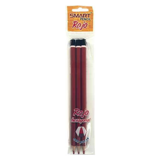 Imagen de LAPIZ ROJO CHECADOR HEXAG SMARTY BOL CON 3