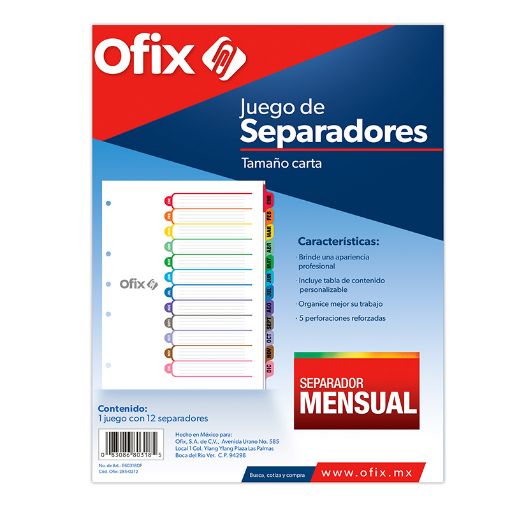 Imagen de SEPARADOR OFIX 12DIV MENSUAL