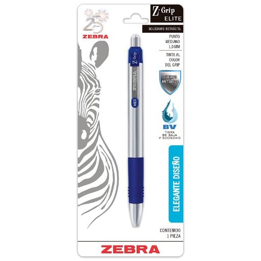 Imagen de BOLIGRAFO MEDIANO RETRÁCTIL ZEBRA BLT C/1 AZUL Z-GRIP ELITE