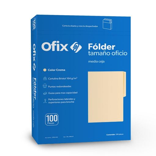Imagen de FOLDER OFICIO CREMA OFIX CON 100PZAS