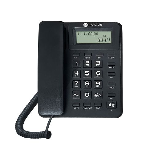 Imagen de TELEFONO ALAMBRICO CON IDENTIFICADOR DE LLAMADA Y ALTAVOZ NEGRO