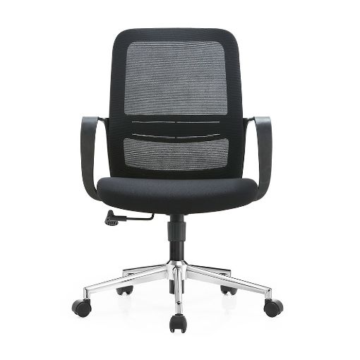 Imagen de SILLA SECRETARIAL CON BRAZOS MALLA BARI NEGRO