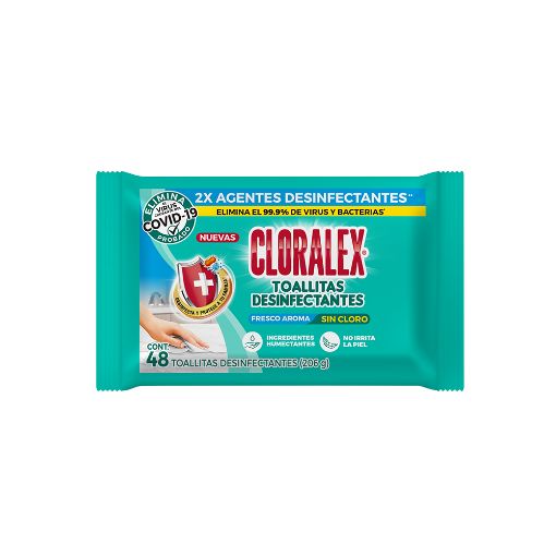 Imagen de TOALLAS HUMEDAS DESINFECTANTES CLORALEX PAQUETE CON 48