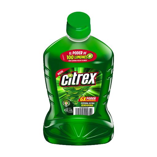 Imagen de DETERGENTE LIQUIDO LAVATRASTES CITREX LIMON 450ML