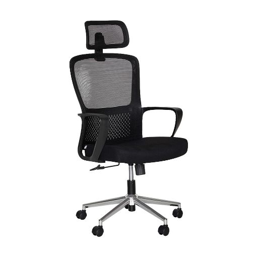 Imagen de SILLON EJECUTIVO RESPALDO ALTO MALLA C/CABECERA NEGRO ALBAR