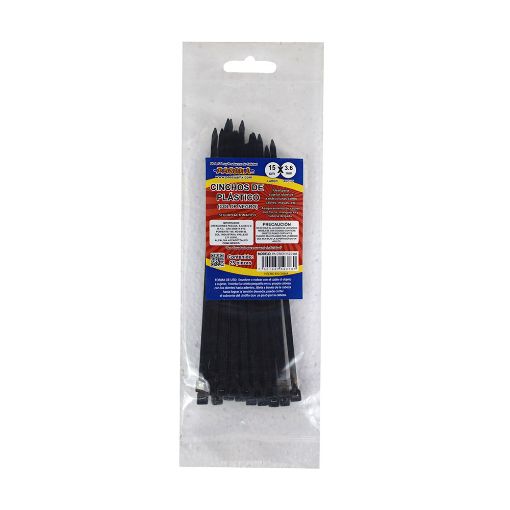 Imagen de CINCHOS PLASTICO 15CM NEGRO BOLSA C/25 PASCUA